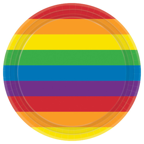 Rainbow Stripes Large Paper Plates (8ct)
